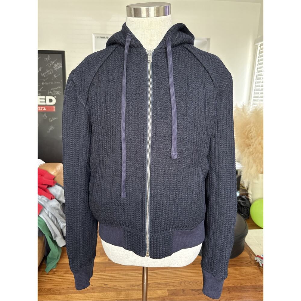 Frere Knitting Full Zip Hooded Jacket Navy